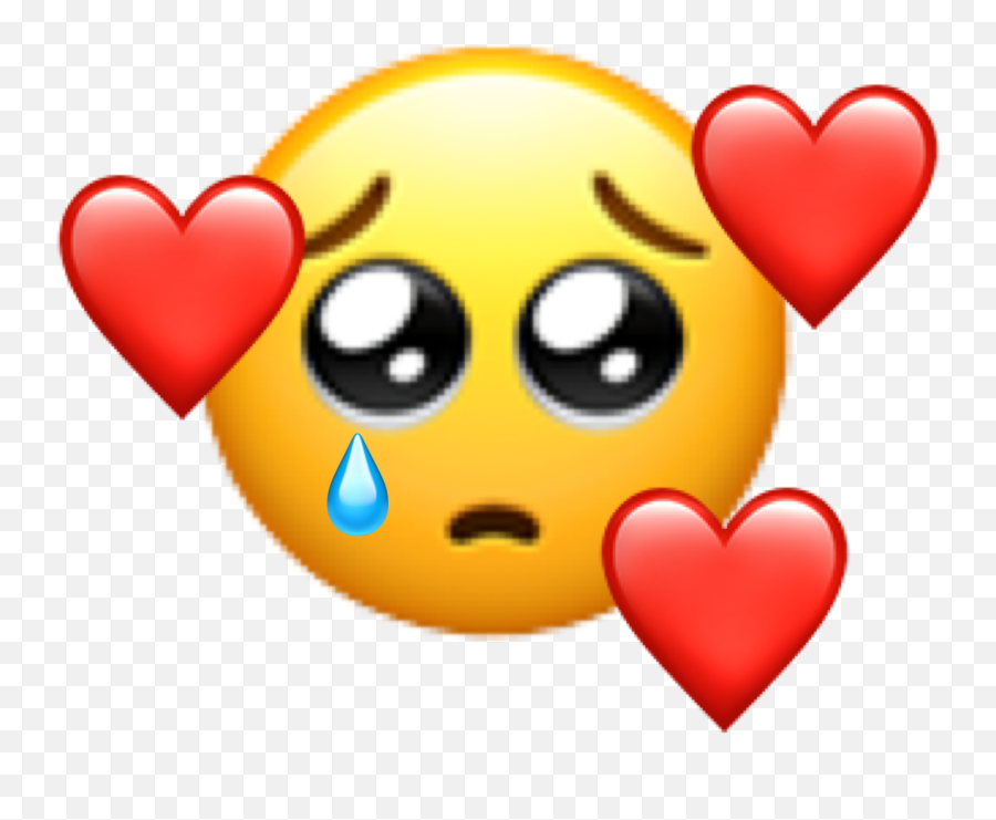 Emoji Heart Love Cry Sticker - Pleading Emoji With Hearts,Love Emoji