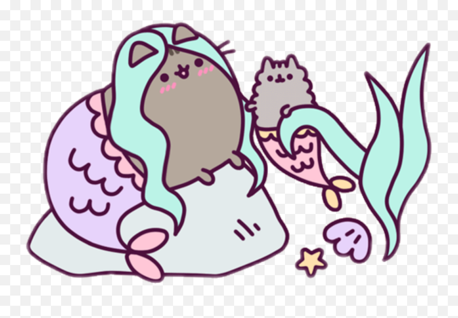 Pusheen And Stormy Mermaid Clipart - Unicorn Pusheen Coloring Pages Emoji,Mermaid Emoji