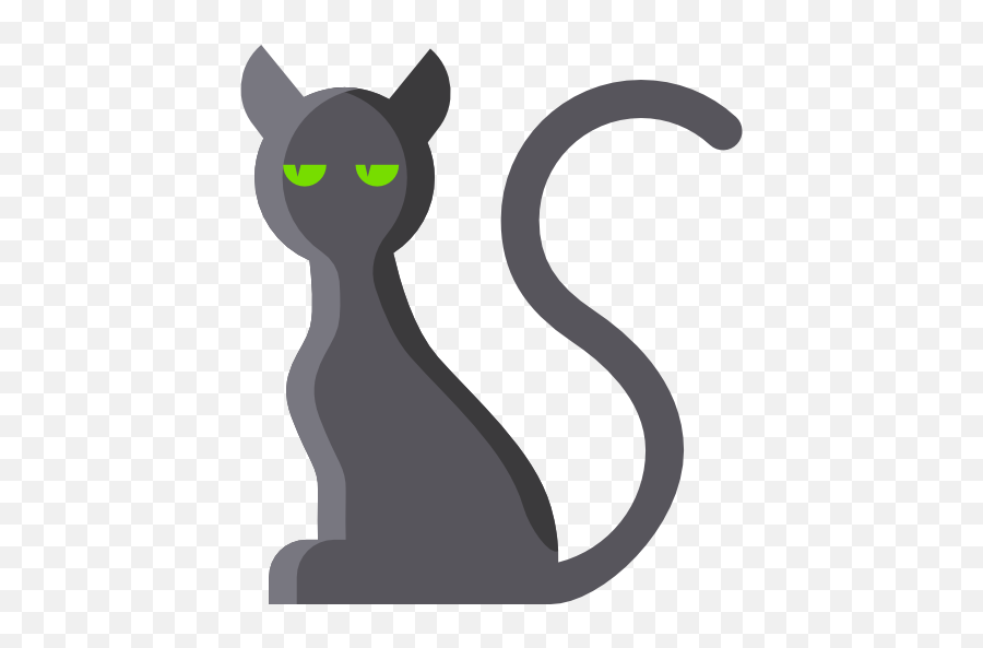 Cat Halloween Animals Black Cat Superstitious - Black Cat Flat Icon Png Emoji,Cat Emoticon Icon