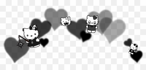 Black Emoji Hearts Hellokitty Creepy Sticker By,Goth Emoticon