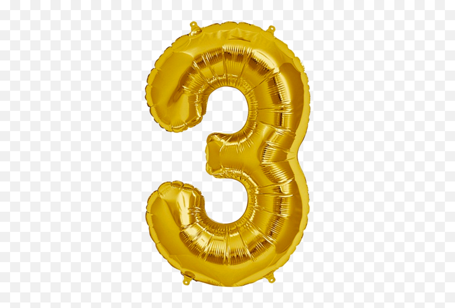 Number Three 3 Jumbo Gold Foil Balloon - Number 3 Foil Balloon Emoji,Emoji Party Stuff