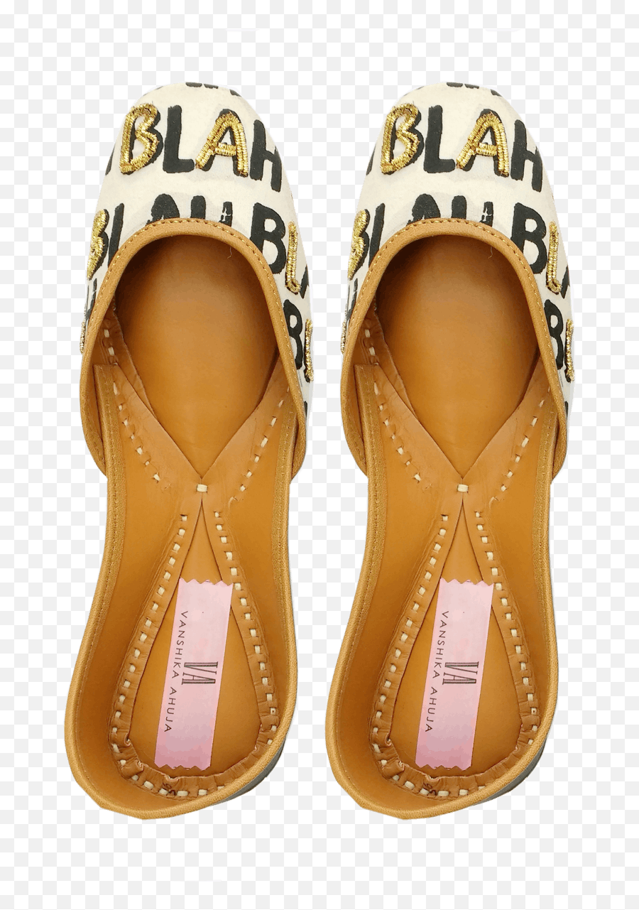 Blah Blah Embellished Juttis - Round Toe Emoji,Womens Emoji Slippers