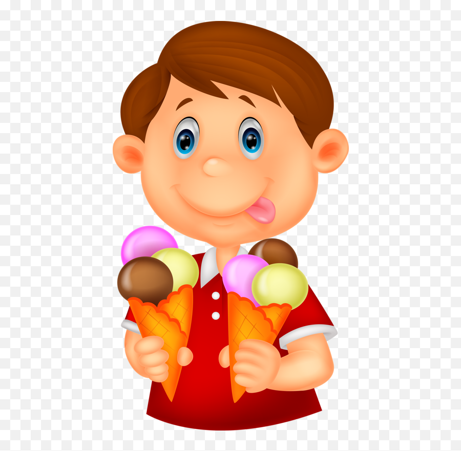 Boy Eating Ice Cream Clipart - Clipart Eating Ice Cream Png Emoji,Eat Ice Cream Emoticon