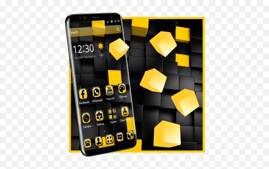 Yellow Black Cube Theme 114 Apk Download - Blackyellow Emoji,Snapchat Emojis Htc Desire