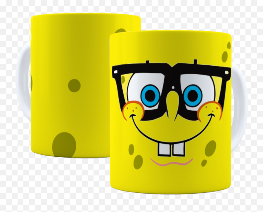 Caneca Branca Bob Esponja Oculos - Spongebob Squarepants Emoji,Emoticon Com Óculos E Coração