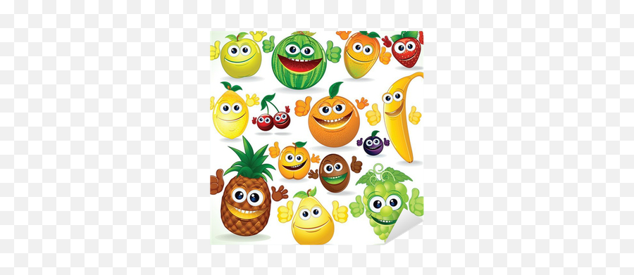 Funny Cartoon Fruits Colorful Clip Art Sticker U2022 Pixers - We Live To Change Desenho De Frutas Com Carinhas Emoji,Emoticon Fruits