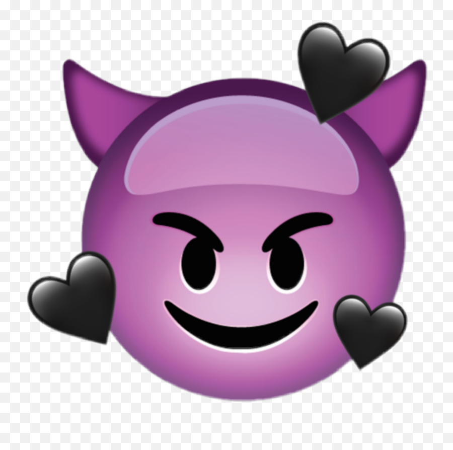 Heart Black Devil Emoji Sticker - Emoji Png,How To Make A Devil Emoji