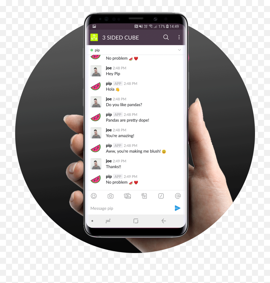 Pip The Watermelon Chatbot For Slack 3 Sided Cube - Technology Applications Emoji,Cube Emoji