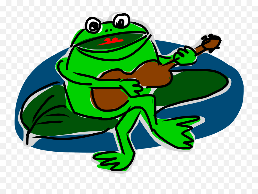 Drawn Frog Playing Guitar Clipart - Sapo Com Violão Png Emoji,Guitar Player Emoji