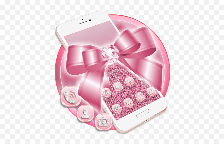 Pink Glitter Bow Launcher Theme Live Wallpapers Apk Download - Smartphone Emoji,Galaxy S7 Fire Emoji