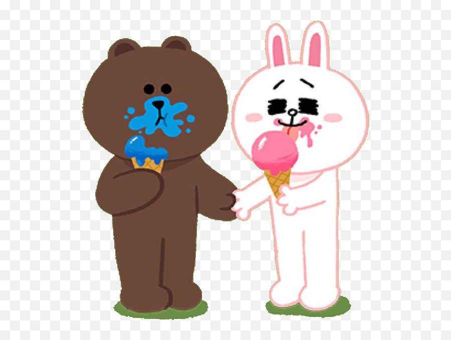 Cony Brown - Line Brown Ice Cream Emoji,Eat Ice Cream Emoticon