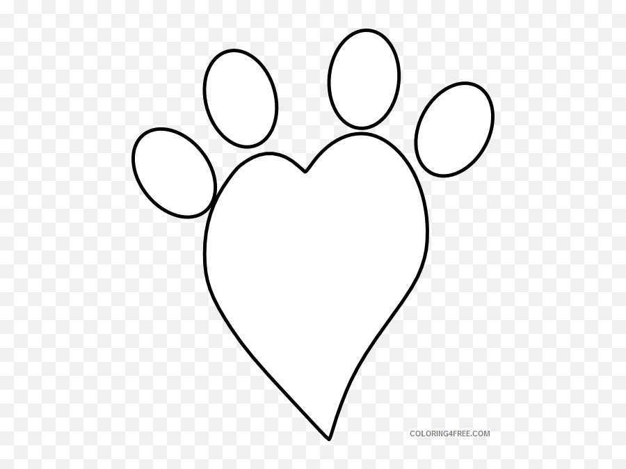 Paw Print Heart Coloring Pages Heart Paw Print Clip Art - Heart Paw Print Emoji,Paw Prints Emoji