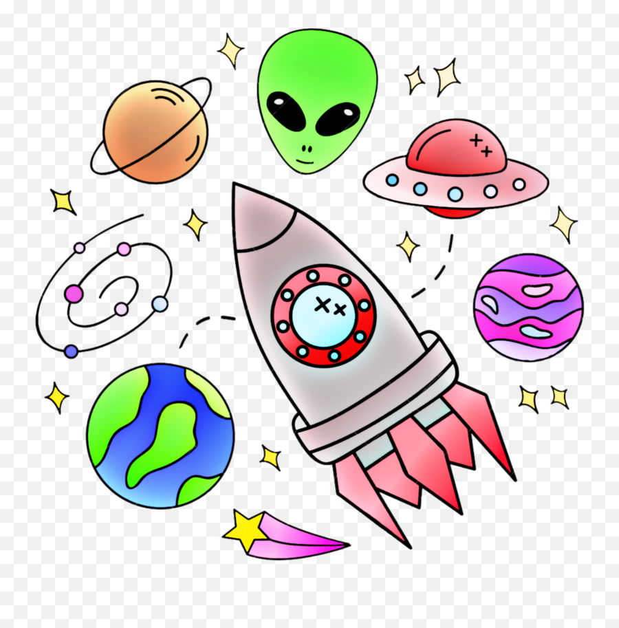 Alien Rocket Spaceship Sticker - Beverly Hills 90210 Emoji,Alien And Rocket Emoji