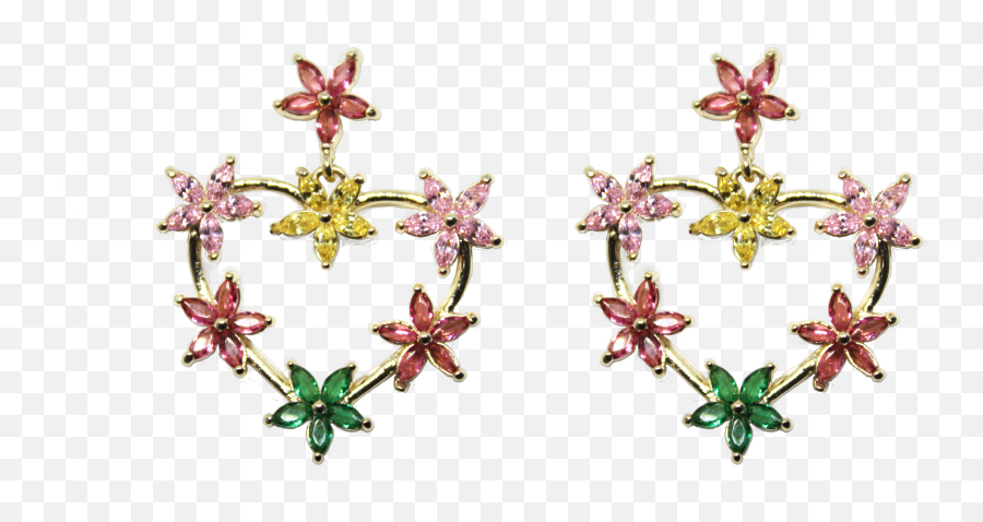 Flowers Heart Earrings - Decorative Emoji,The Heart Emoticon Outfit That Korean Idol Wear
