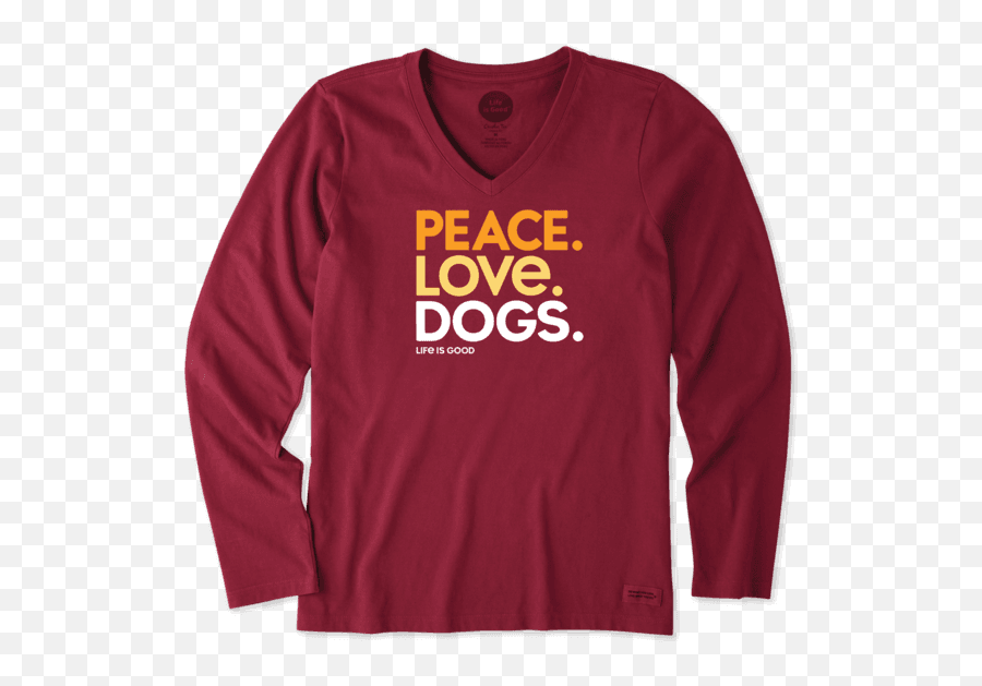 Peace Love Dogs Long Sleeve Crusher Vee - Guide Dogs Emoji,Peace Sign Emoji Tshirts For Sale