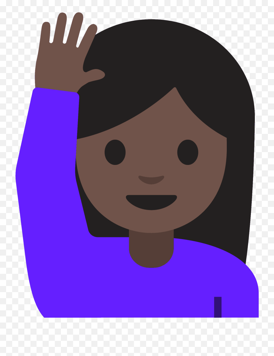 Woman Raising Hand Emoji Clipart - Happy,Girl Raising Hand Emoji