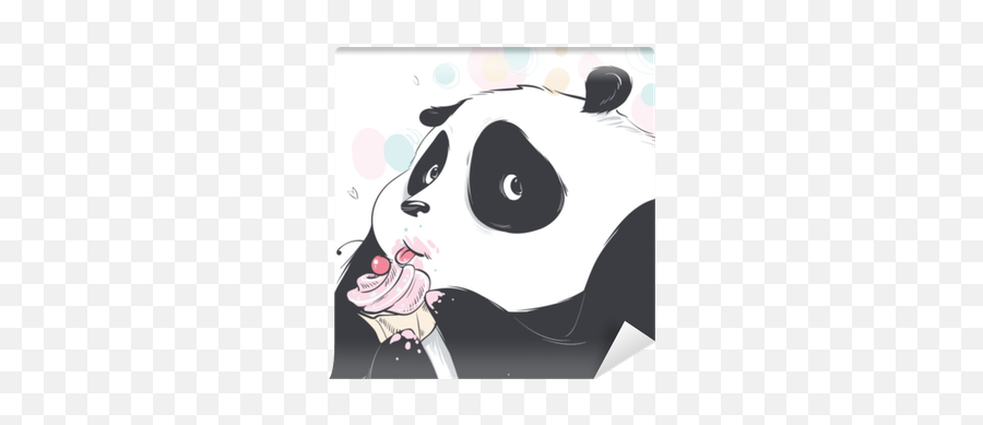 Doodle Panda Cute Cartoon Happy - Cute Cartoon Bear With Cake Emoji,Japanese Birthday Wishes-cake Emoticon