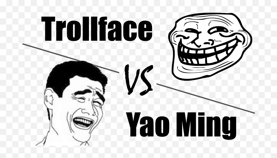 Trollface Vs Yao Ming Png Transparent Background Free - Yao Ming Meme Troll Face Emoji,Trollface Emojis