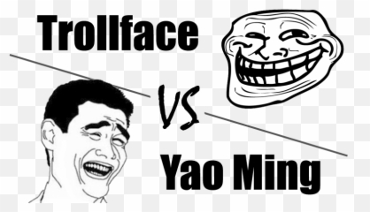 Trollface Vs Yao Ming Png Transparent Background Free - Yao Ming Meme Troll Face Emoji,Trollface Emojis