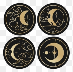 Japanese Moon Circles Vintage Coaster - Tenstickers Emoji,Not Cold Japanese Emoticon