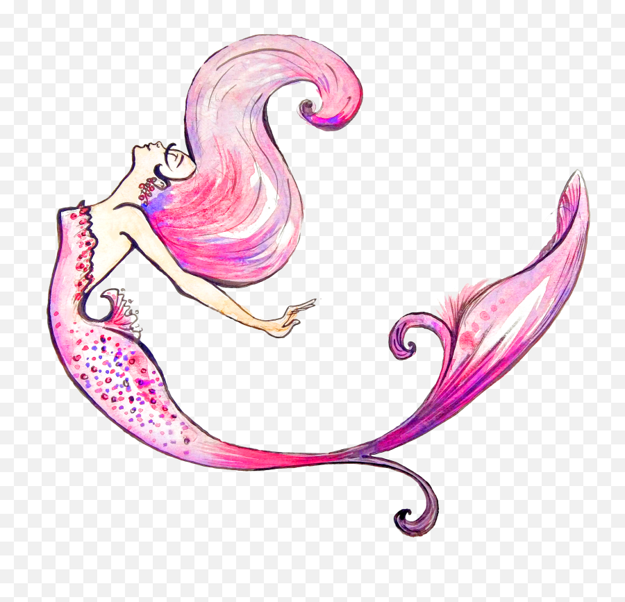 Mermaid Illustration - Purple Mermaid Png Download 3000 Emoji,Mermaid Emoji Cute