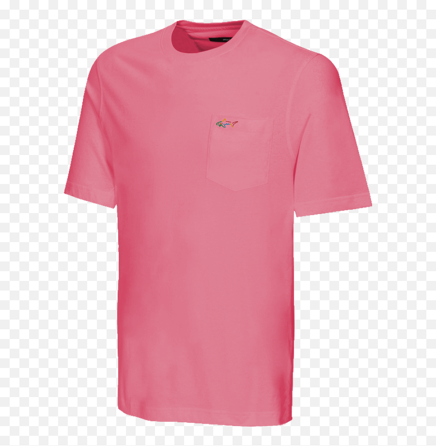 Chest Pocket Cotton Shark T - Shirt Greg Norman Collection Emoji,All Over Both Sides Emoji T-shirt