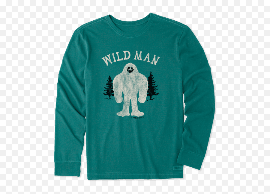 Sale Menu0027s Wild Man Long Sleeve Crusher Tee Life Is Good - Long Sleeve Emoji,Man Fishing Emoji