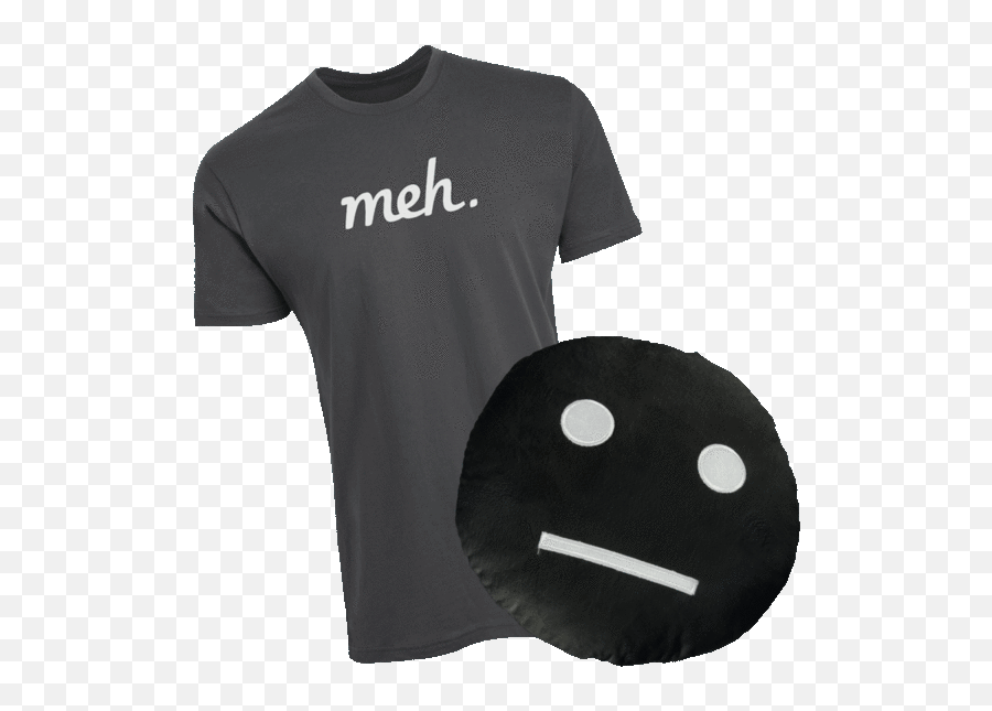 Heavy Metal Meh Logo Shirt And Black Meh Pillow - Short Sleeve Emoji,Emoticon Pillow