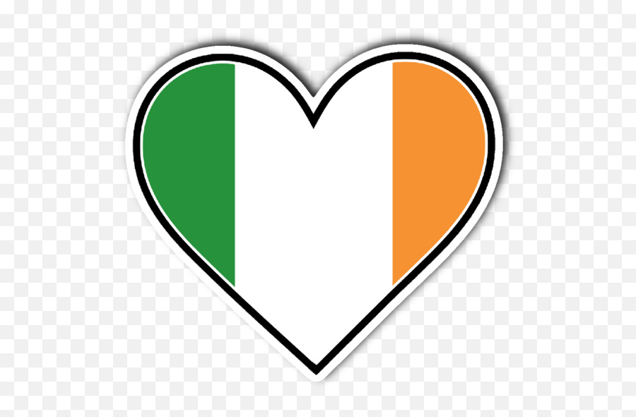 Irish Flag Heart Vinyl Die Cut Sticker - Ireland Flag Clipart Heart Emoji,Irish Flag Emoji