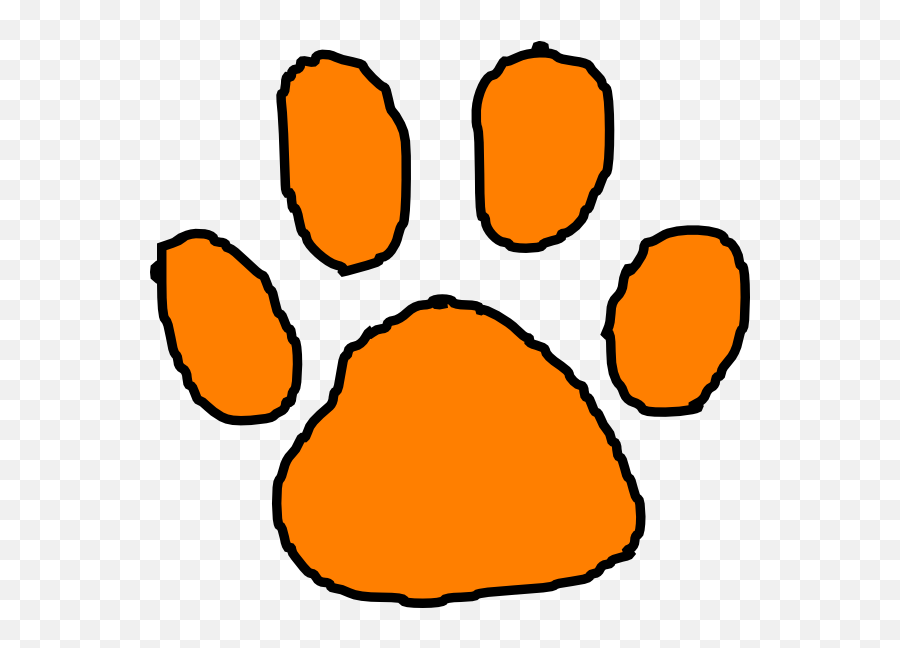 Tiger Paw Print Clip Art - Orange Tiger Paw Print Emoji,Paws Emoji