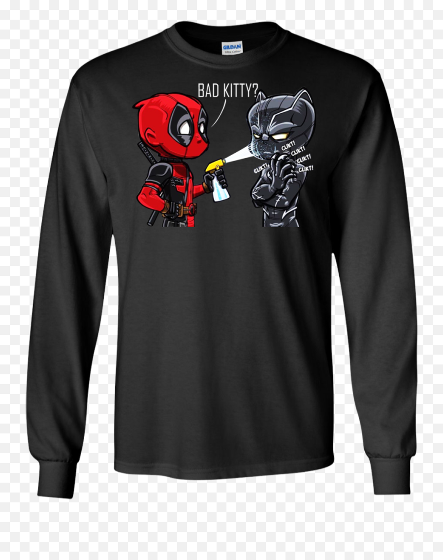 Deadpool And Black Panther - Bad Kitty Shirt Hoodie Tank Emoji,Bad Kitty Emoticon