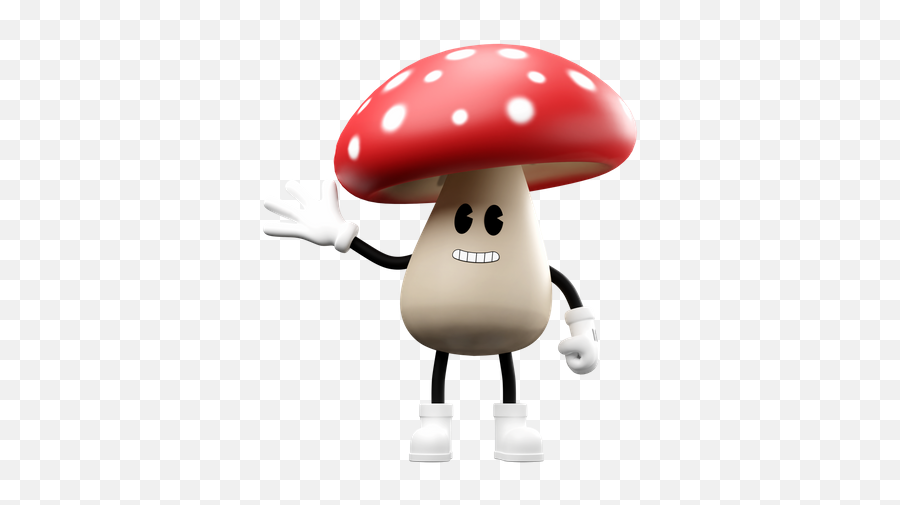 Premium Mushroom With Victory Sign Emoji 3d Illustration,Freedom Emoji Sign