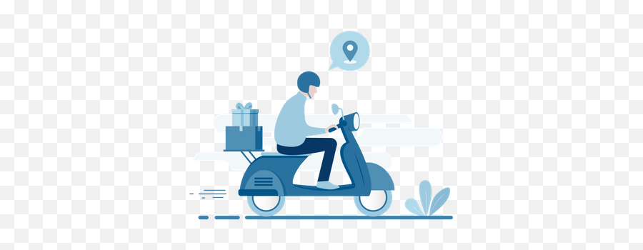 Best Premium Courier Delivery Guy Delivering On Scooter Emoji,Motorcycle Emojii