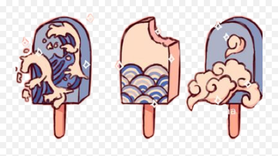 Wave Paddlepop Icecream Aes Sticker - Aesthetic Ice Cream Drawing Emoji,Ice Cream Emoji Text