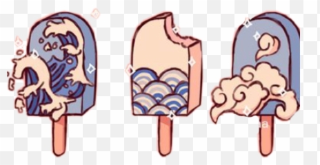 Wave Paddlepop Icecream Aes Sticker - Aesthetic Ice Cream Drawing Emoji,Ice Cream Emoji Text