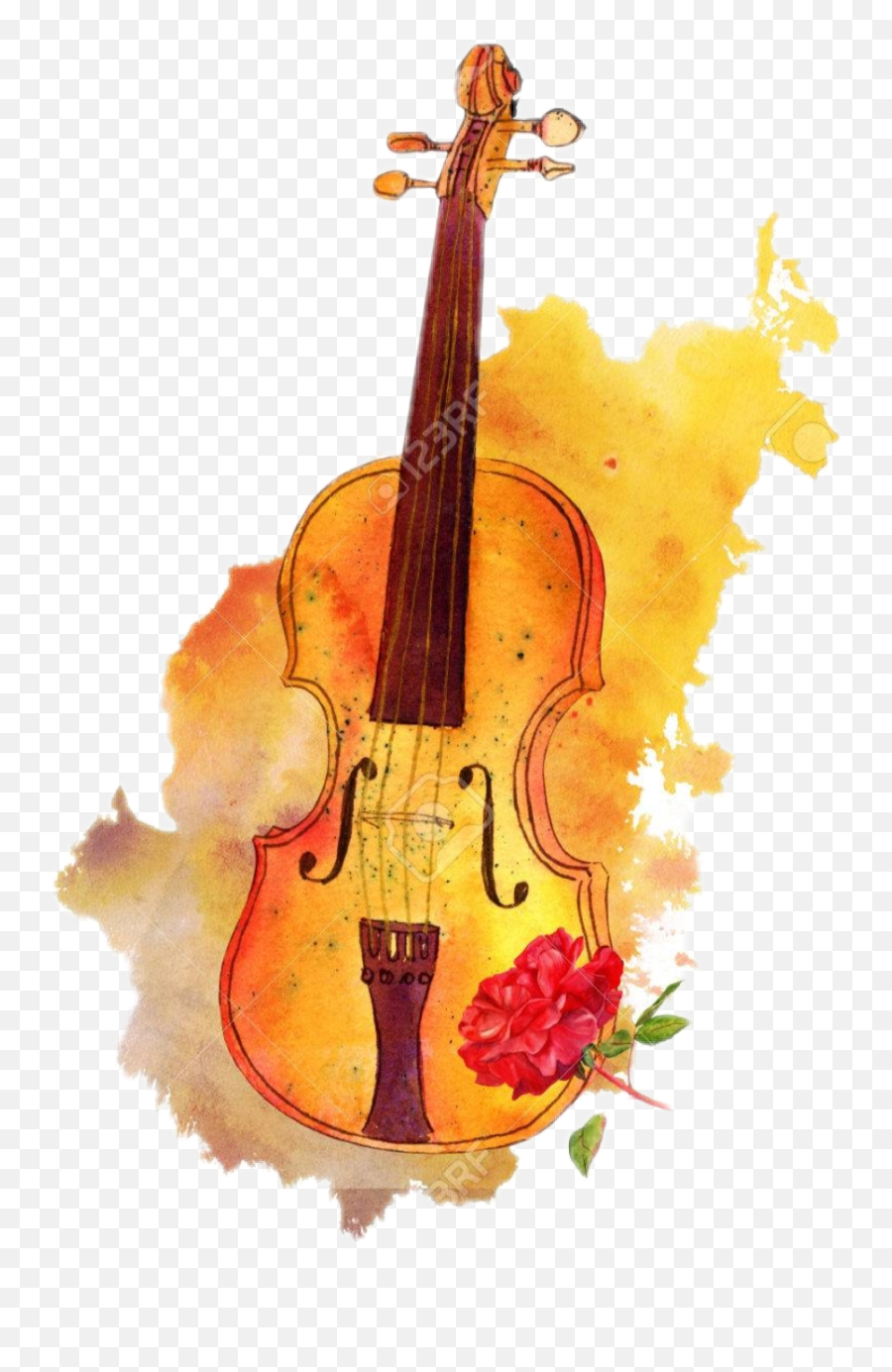 Violin Sticker - Drawings Of Violin With Rose Emoji,Violin Emoji Stickers