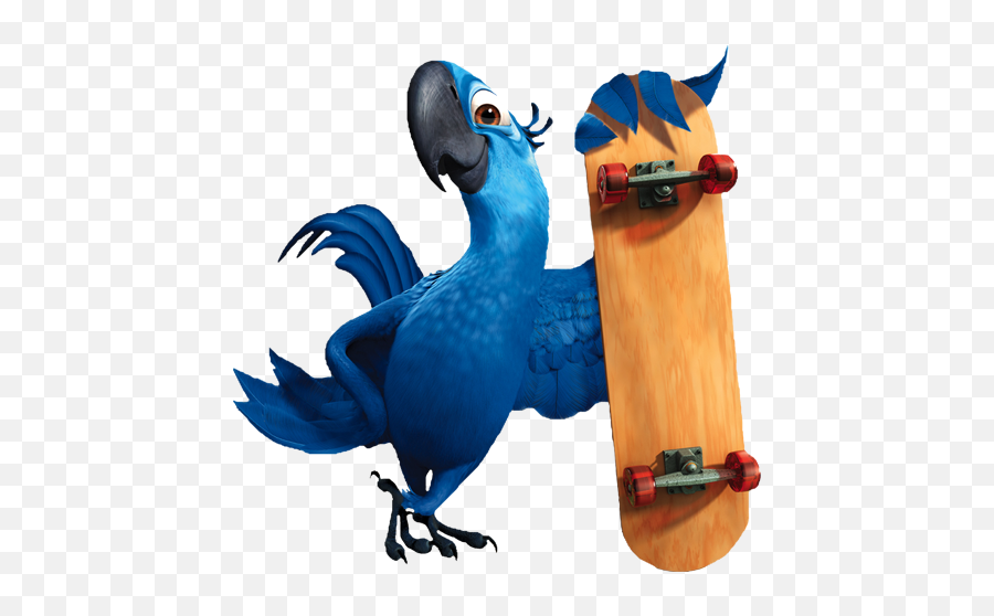 Blu From Rio Movie With Skateboard Png Official Psds - Blue Bird Cartoon Movie Emoji,Skateboard Emoji