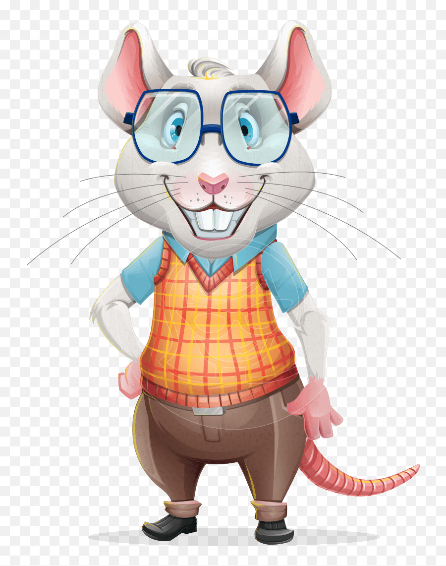 Smart Mouse With Glasses Cartoon Vector Character Graphicmama - Disney Mouse Character With Glasses Emoji,Animal Clip Art Emotions Confused