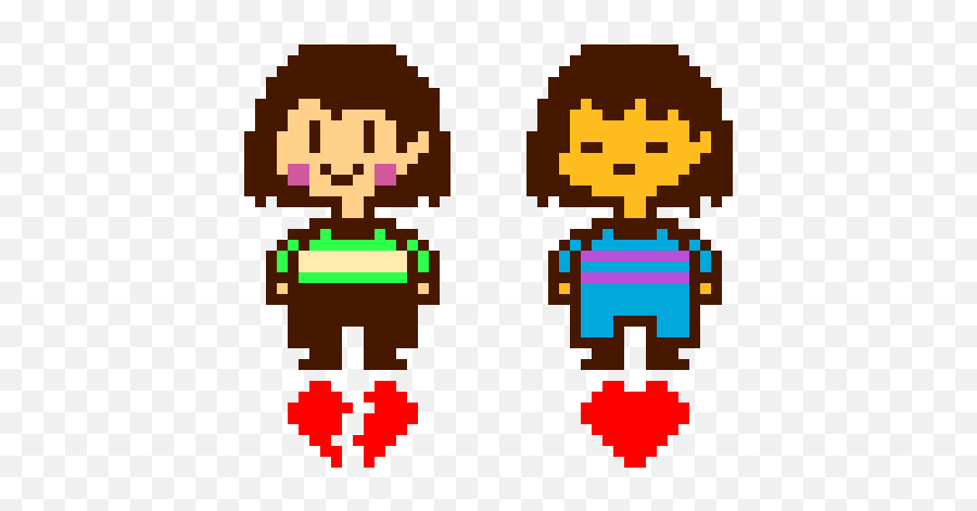 Chara And Frisk - Undertale Frisk And Chara Pixel Full Emoji,Undertale Emoticons For Facebook