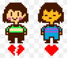 Chara And Frisk - Undertale Frisk And Chara Pixel Full Emoji,Undertale Emoticons For Facebook