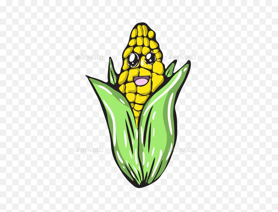 12 Cute Cartoon Vegetables Set - Corn On The Cob Emoji,Corn Cob Emoji