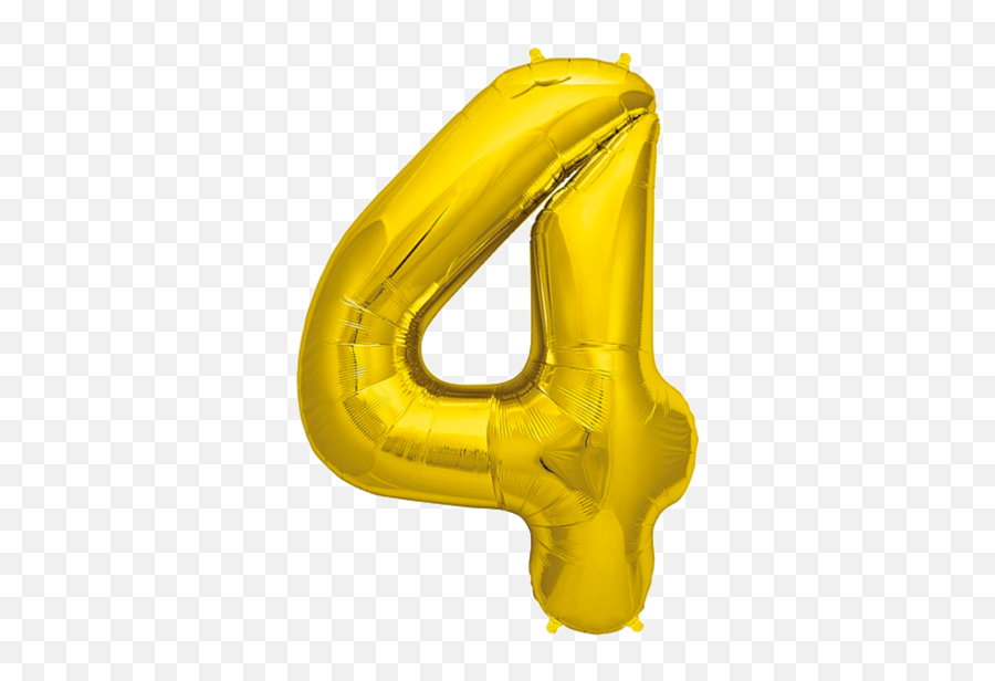 Number Four 4 Jumbo Gold Foil Balloon - 4 Golden Balloon Png Emoji,Emoji Party Stuff