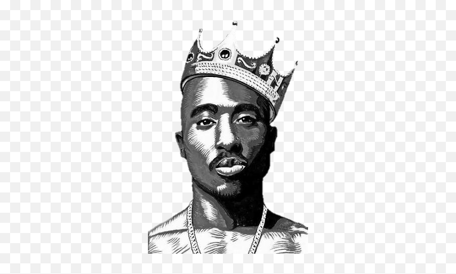 2pac Hip Rap Legend King Hop Sticker - Drawing Tupac Black And White Emoji,2pac Emoji