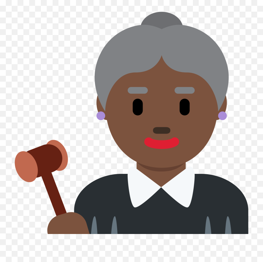 Woman Judge Emoji With Dark Skin Tone - Black Female Judge Emoji,Mallet Emoji