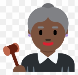 Woman Judge Emoji With Dark Skin Tone - Black Female Judge Emoji,Mallet Emoji