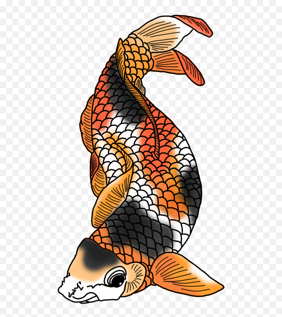 Black White Red Orange Koi Fish - Koy Fish Png Full Size Koi Fish Black Red Orange White Emoji,White Fish Emoji