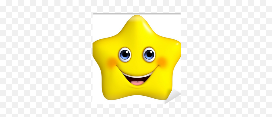 3d Cartoon Yellow Star Wall Mural Emoji,Yellow Star Emoticon