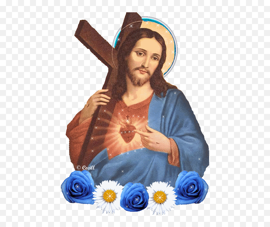 Imagens De Jesus Que Se Mexe - Sagrado Corazon De Jesus Con La Cruz Emoji,Emoticons Que Se Mechem