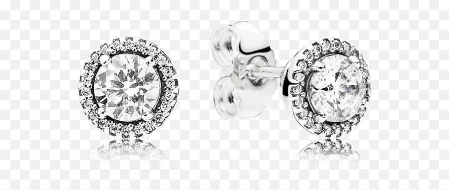 Round Sparkle Stud Earrings - Pandora Stud Earring Silver Emoji,Emoji Bracelet Pandora Store