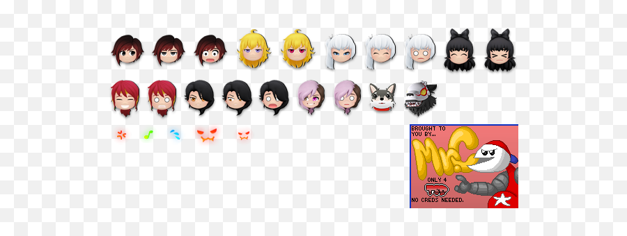 Mobile - Rwby Crystal Match Character Icons Special Game Happy Emoji,Skype Emoticons Animation Sprite Sheet